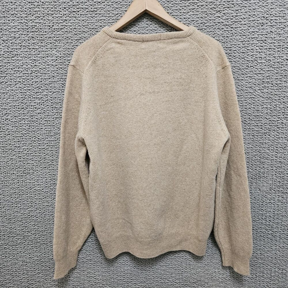 LANDS' END Men's Sweater Tan V-Neck Lambswool Long Sleeve Size L - Picture 4 of 6